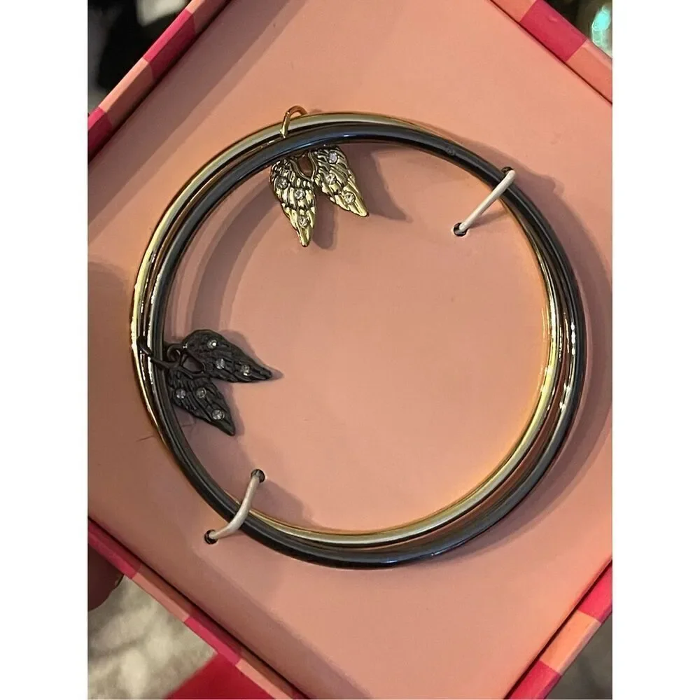 VS vintage htf angel wing set of 2 pave circle bangle statement bracelet nib